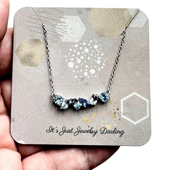 Blue Topaz Spinel Sterling Silver 18 Inch Necklace Original Tag $125 - Picture 1 of 4